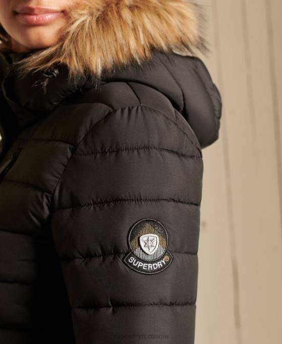 Superdry jachetă fuji clasică din blană artificială îmbrăcăminte negru femei JX0Z3741