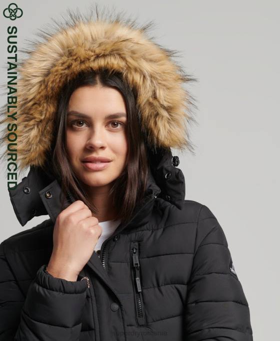 Superdry jachetă fuji clasică din blană artificială îmbrăcăminte negru femei JX0Z3766
