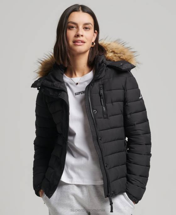 Superdry jachetă fuji clasică din blană artificială îmbrăcăminte negru femei JX0Z3766