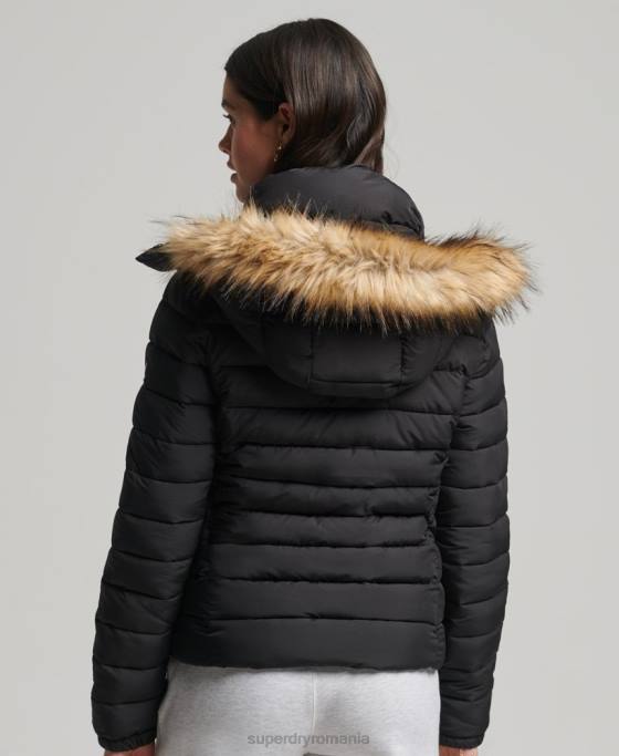 Superdry jachetă fuji clasică din blană artificială îmbrăcăminte negru femei JX0Z3766