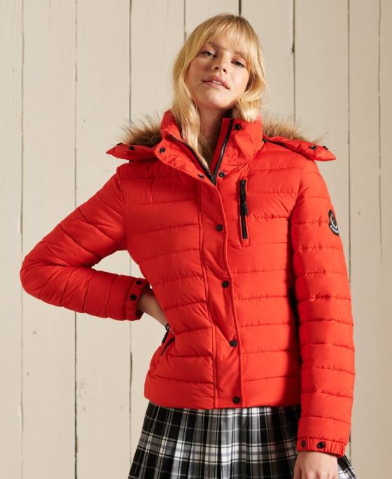 Superdry jachetă fuji clasică din blană artificială îmbrăcăminte roșu femei JX0Z5577