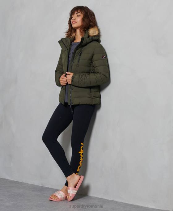 Superdry jachetă fuji clasică din blană artificială îmbrăcăminte verde femei JX0Z5607