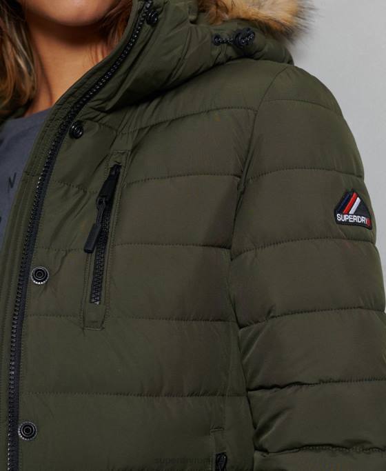 Superdry jachetă fuji clasică din blană artificială îmbrăcăminte verde femei JX0Z5607