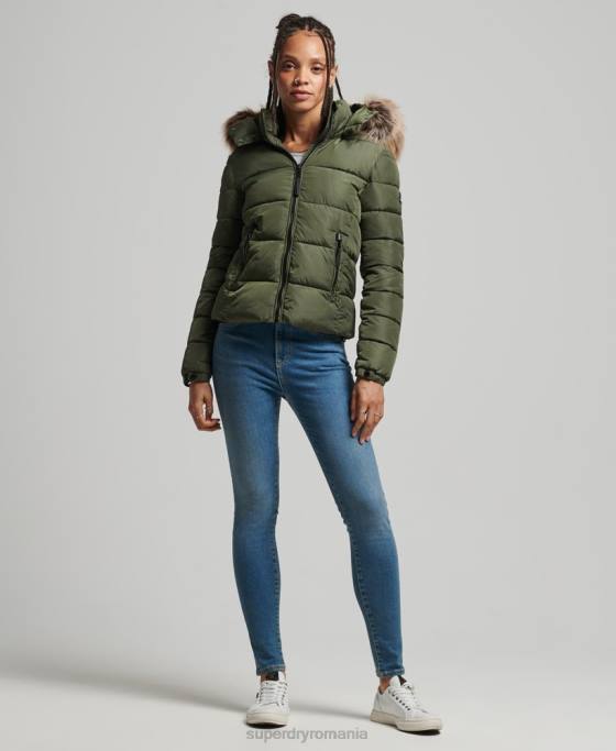 Superdry jachetă fuji luxe cu glugă de munte îmbrăcăminte kaki femei JX0Z5558