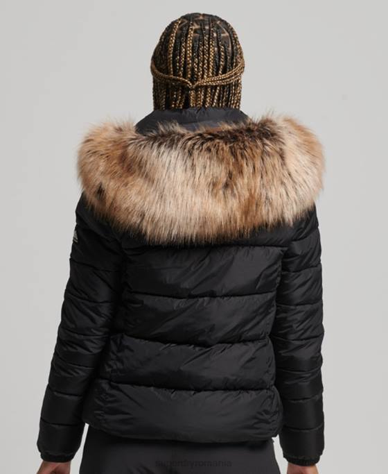 Superdry jachetă fuji luxe cu glugă de munte îmbrăcăminte negru femei JX0Z5504