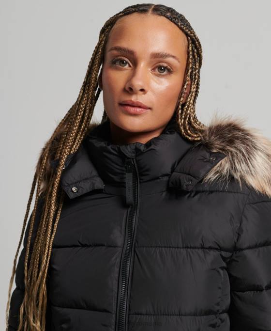 Superdry jachetă fuji luxe cu glugă de munte îmbrăcăminte negru femei JX0Z5504