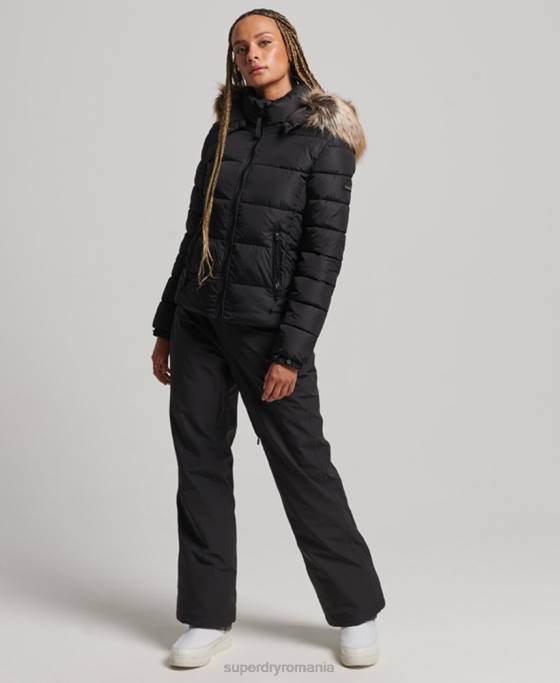 Superdry jachetă fuji luxe cu glugă de munte îmbrăcăminte negru femei JX0Z5504