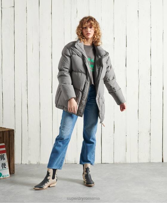 Superdry jachetă funnel ediție limitată uscată îmbrăcăminte argint femei JX0Z5696