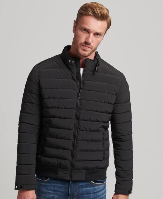 Superdry jachetă harrington căptușită îmbrăcăminte negru bărbați JX0Z1010