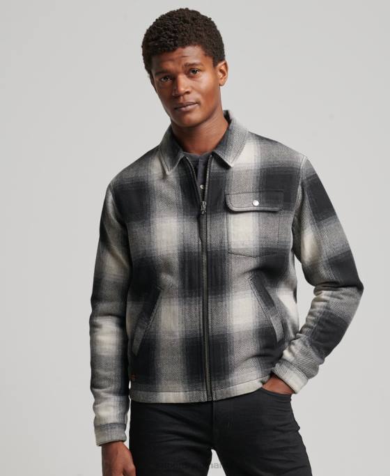 Superdry jachetă harrington de lână de epocă îmbrăcăminte negru bărbați JX0Z4594