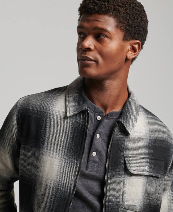 Superdry jachetă harrington de lână de epocă îmbrăcăminte negru bărbați JX0Z4594