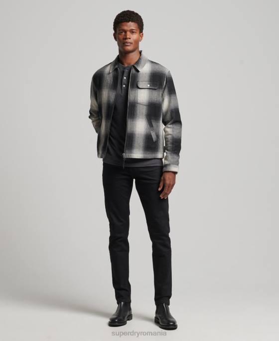 Superdry jachetă harrington de lână de epocă îmbrăcăminte negru bărbați JX0Z4594