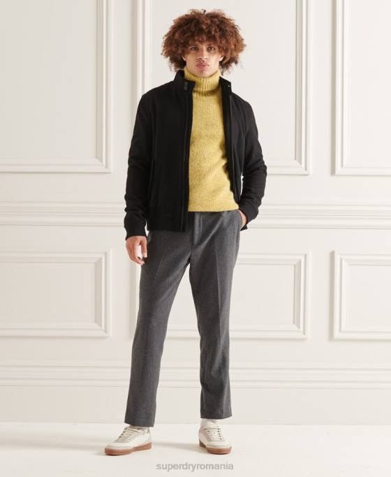 Superdry jachetă harrington din lână studios îmbrăcăminte negru bărbați JX0Z4672