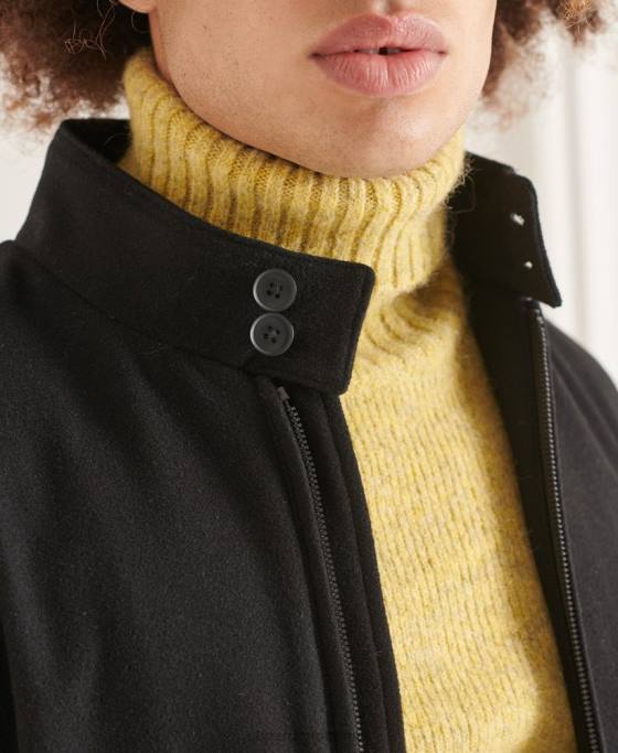 Superdry jachetă harrington din lână studios îmbrăcăminte negru bărbați JX0Z4672