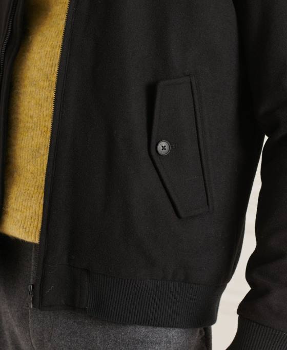 Superdry jachetă harrington din lână studios îmbrăcăminte negru bărbați JX0Z4672
