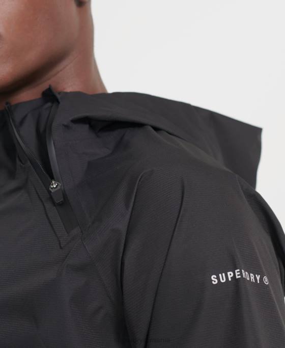 Superdry jachetă impermeabilă asimetrică de antrenament îmbrăcăminte negru bărbați JX0Z4787