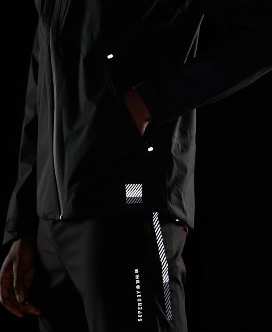 Superdry jachetă impermeabilă asimetrică de antrenament îmbrăcăminte negru bărbați JX0Z4787