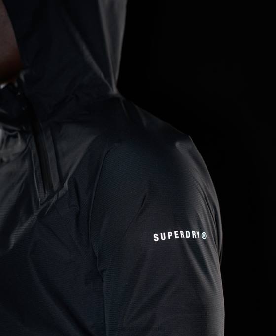 Superdry jachetă impermeabilă asimetrică de antrenament îmbrăcăminte negru bărbați JX0Z4787