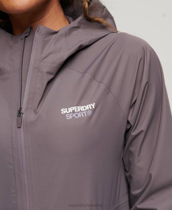 Superdry jachetă impermeabilă îmbrăcăminte gri femei JX0Z2230