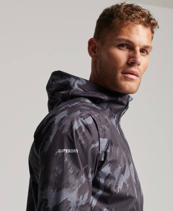 Superdry jachetă impermeabilă îmbrăcăminte gri inchis bărbați JX0Z1026