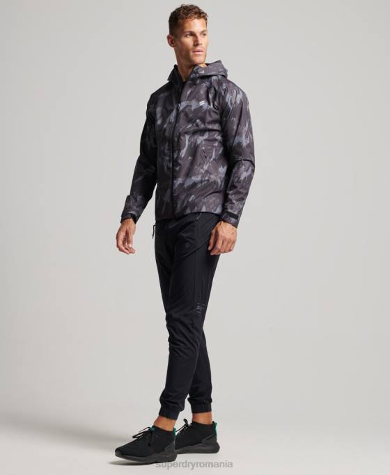 Superdry jachetă impermeabilă îmbrăcăminte gri inchis bărbați JX0Z1026