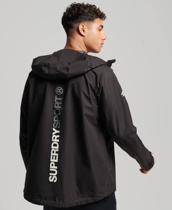 Superdry jachetă impermeabilă îmbrăcăminte negru bărbați JX0Z1104