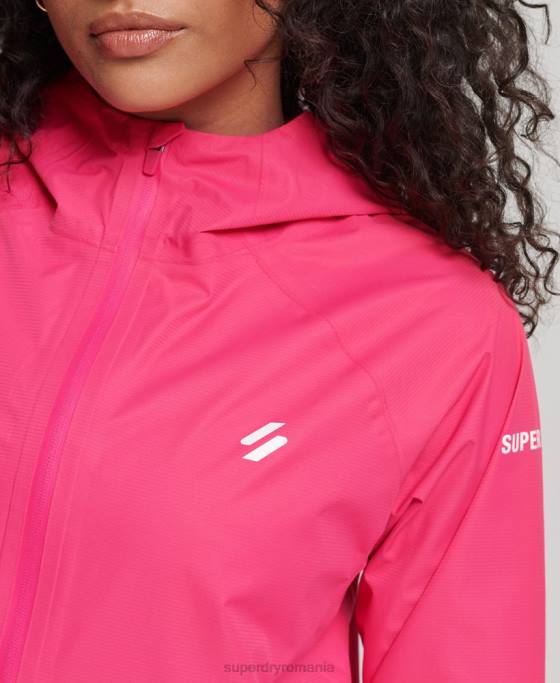 Superdry jachetă impermeabilă îmbrăcăminte roz femei JX0Z5617