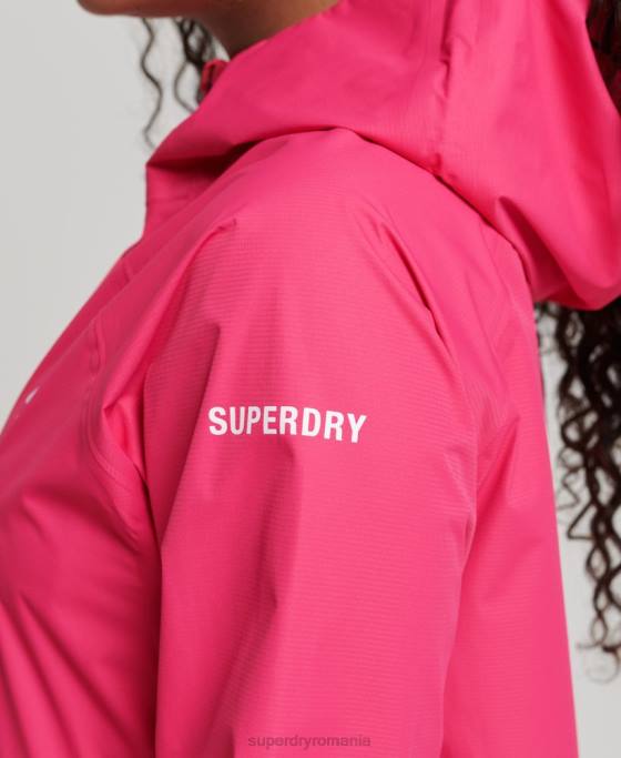 Superdry jachetă impermeabilă îmbrăcăminte roz femei JX0Z5617