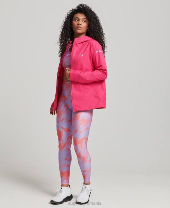 Superdry jachetă impermeabilă îmbrăcăminte roz femei JX0Z5617