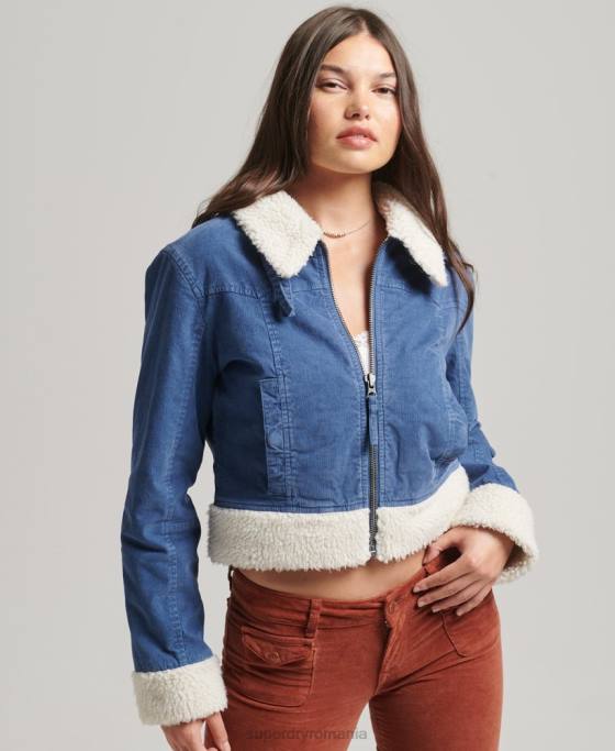 Superdry jachetă indie căptușită cu borg îmbrăcăminte albastru femei JX0Z5557