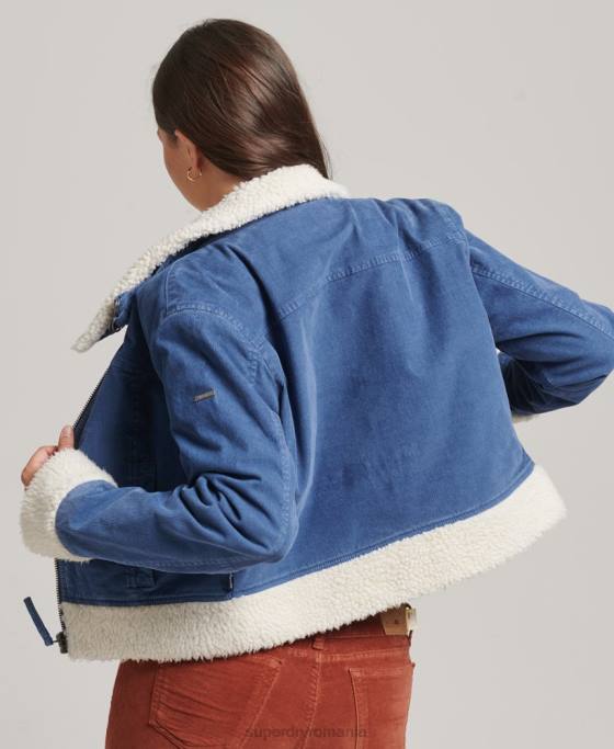 Superdry jachetă indie căptușită cu borg îmbrăcăminte albastru femei JX0Z5557