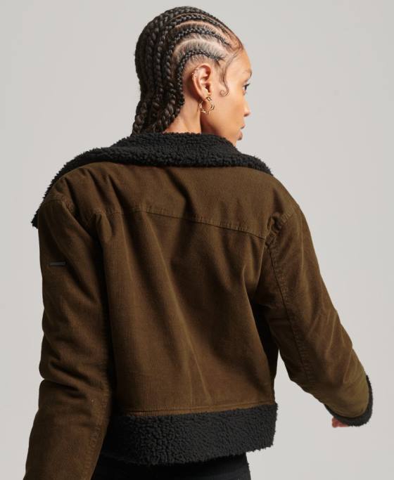 Superdry jachetă indie căptușită cu borg îmbrăcăminte maro femei JX0Z5438