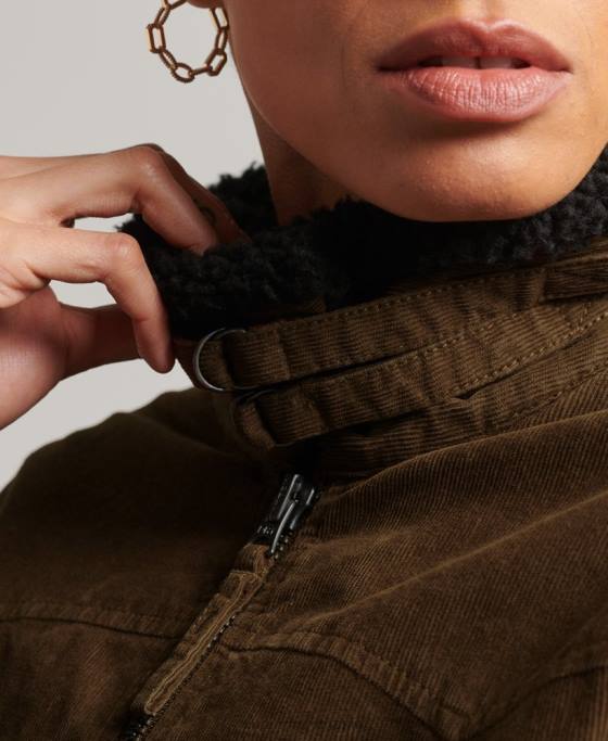 Superdry jachetă indie căptușită cu borg îmbrăcăminte maro femei JX0Z5438
