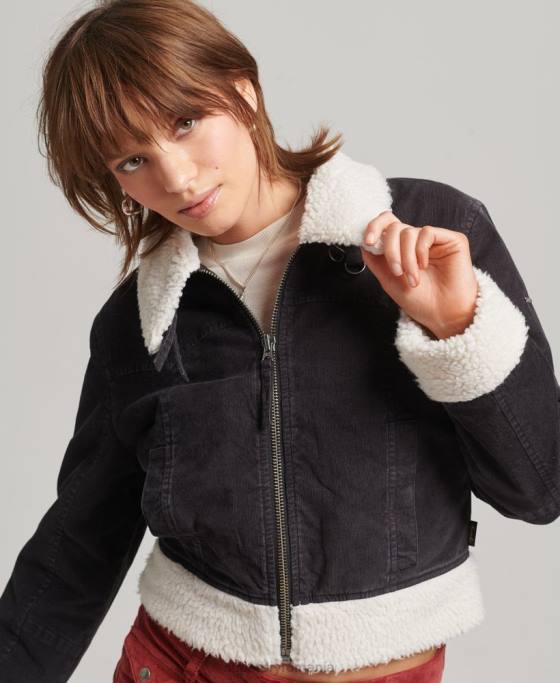 Superdry jachetă indie căptușită cu borg îmbrăcăminte maro femei JX0Z5469