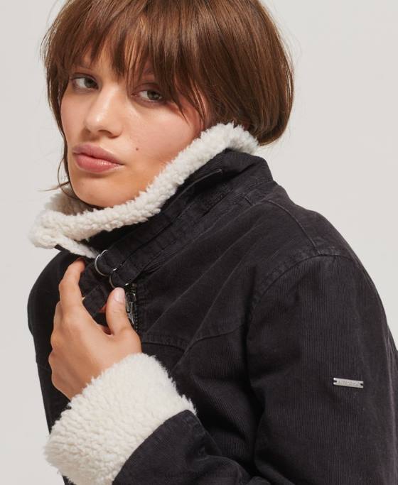 Superdry jachetă indie căptușită cu borg îmbrăcăminte maro femei JX0Z5469