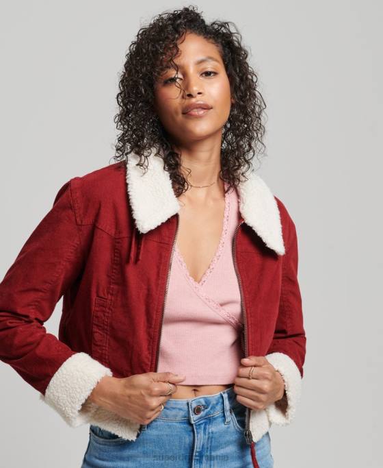 Superdry jachetă indie căptușită cu borg îmbrăcăminte roșu femei JX0Z5572