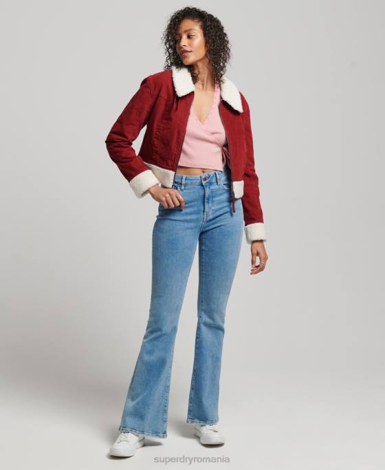 Superdry jachetă indie căptușită cu borg îmbrăcăminte roșu femei JX0Z5572