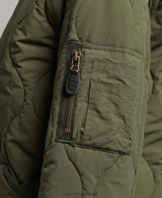 Superdry jachetă matlasată cu paragate îmbrăcăminte kaki femei JX0Z5497