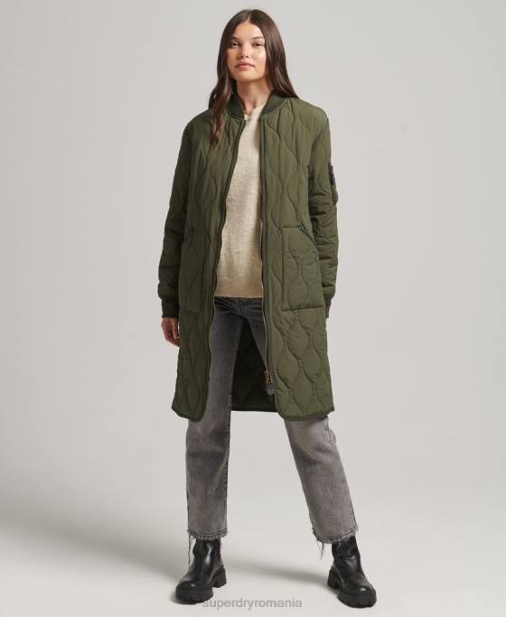 Superdry jachetă matlasată cu paragate îmbrăcăminte kaki femei JX0Z5497