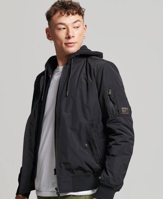 Superdry jachetă militară aviator îmbrăcăminte negru bărbați JX0Z1159