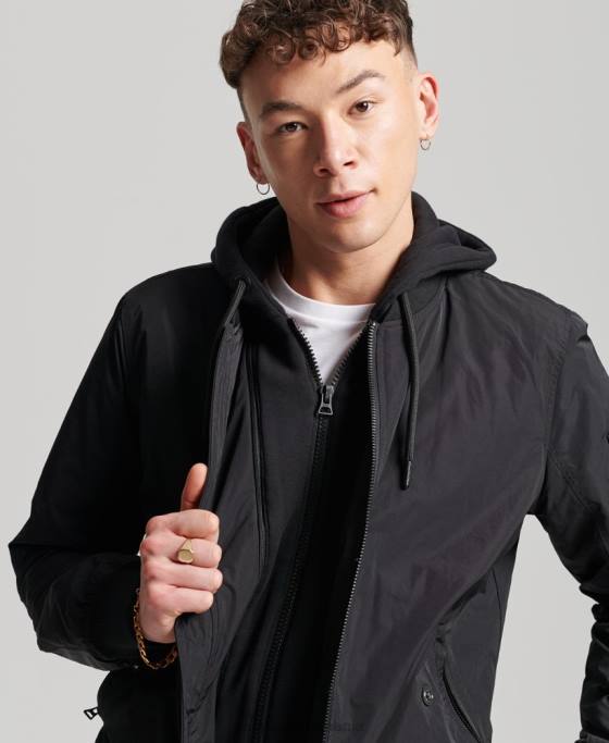 Superdry jachetă militară aviator îmbrăcăminte negru bărbați JX0Z1159