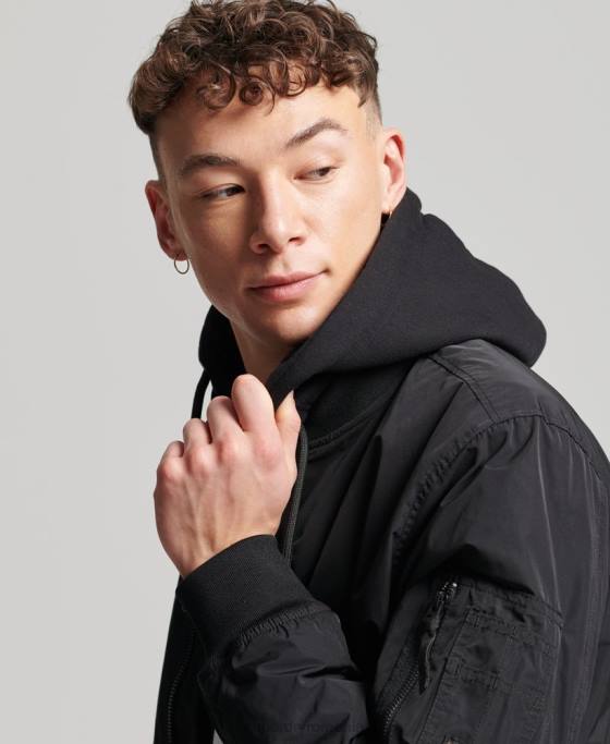 Superdry jachetă militară aviator îmbrăcăminte negru bărbați JX0Z1159