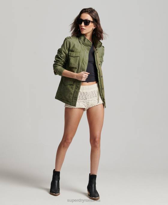 Superdry jachetă militară căptușită rookie borg îmbrăcăminte kaki femei JX0Z5416