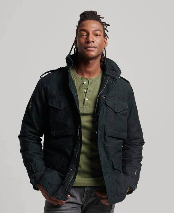 Superdry jachetă militară m65 field borg căptușită îmbrăcăminte gri inchis bărbați JX0Z4434