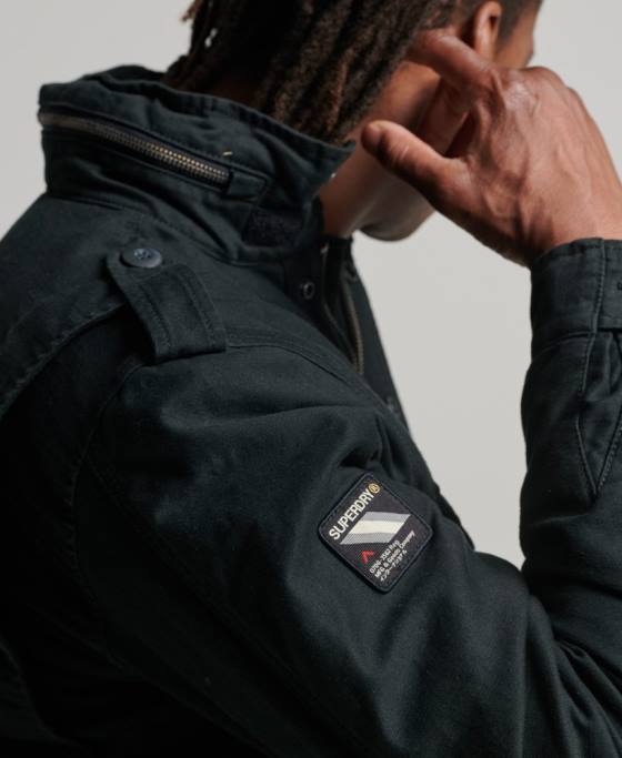 Superdry jachetă militară m65 field borg căptușită îmbrăcăminte gri inchis bărbați JX0Z4434