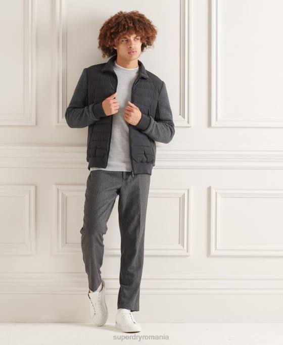 Superdry jachetă mixtă captusită studios îmbrăcăminte gri inchis bărbați JX0Z1039