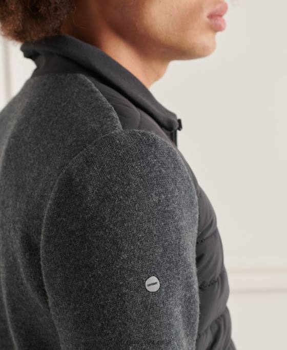 Superdry jachetă mixtă captusită studios îmbrăcăminte gri inchis bărbați JX0Z1039