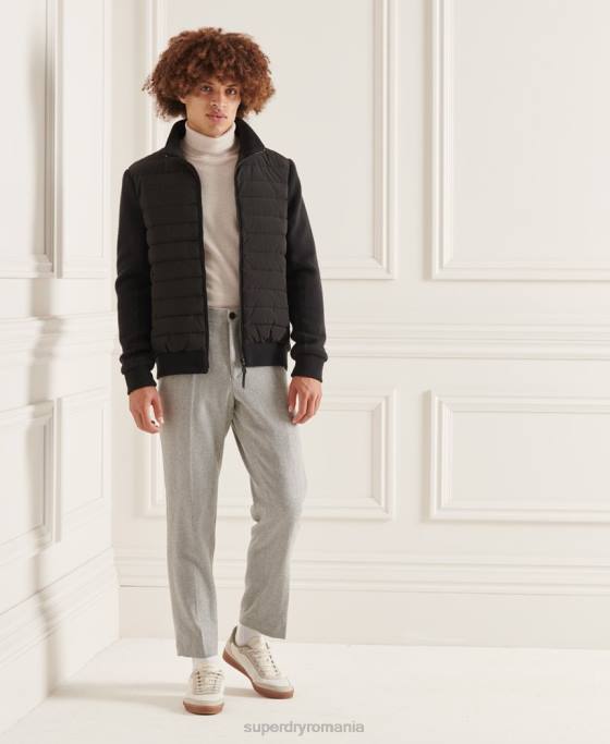 Superdry jachetă mixtă captusită studios îmbrăcăminte negru bărbați JX0Z1125