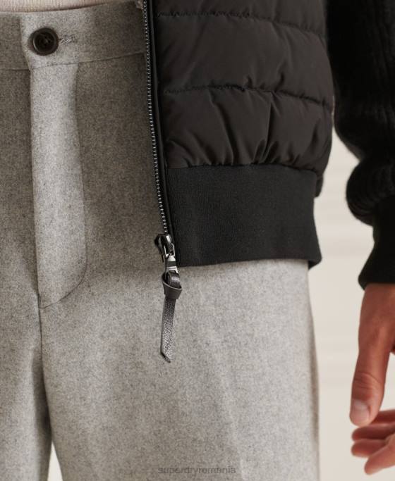 Superdry jachetă mixtă captusită studios îmbrăcăminte negru bărbați JX0Z1125
