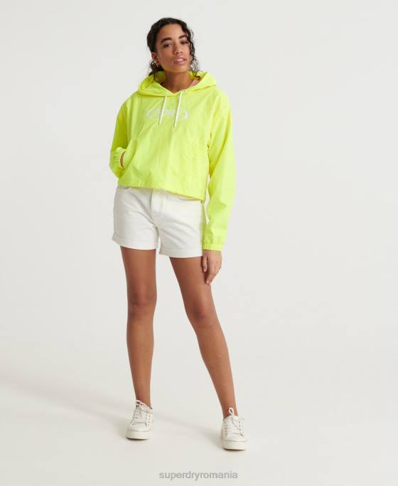 Superdry jachetă neon decupată deasupra capului îmbrăcăminte galben femei JX0Z3850